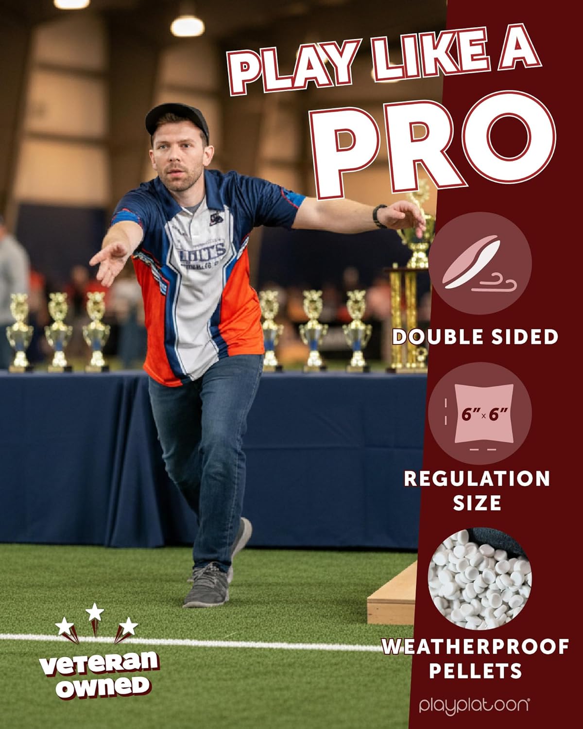 Play Platoon Pro Cornhole Bags - Set of 8 Professional Dual-Sided Slick & Sticky Bags | Tournament Series