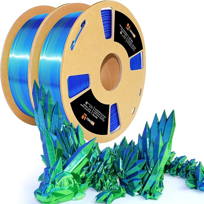 LOVOON Silk PLA 3D Printer Filament Bundle 2 KG, PLA Filament 1.75mm, Shiny
