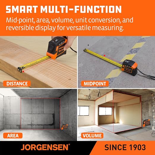 JORGENSEN Digital Tape Measure, 16Ft Rechargeable Digital Measuring Tape