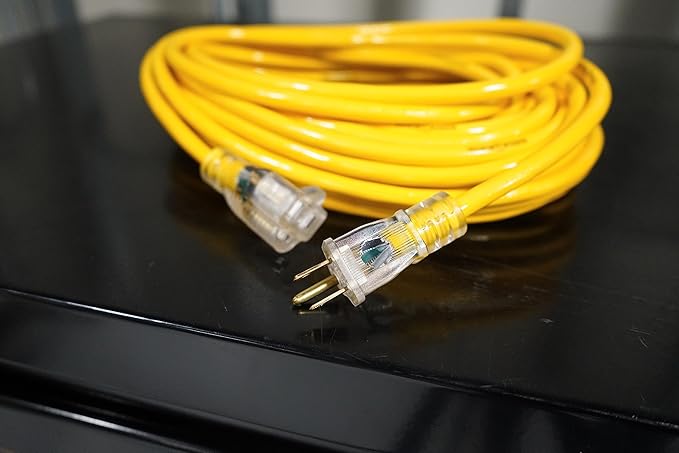 Southwire Yellow Jacket Heavy Duty Extension Cord - Reliable Outdoor Power for Tools & Equipment - Lighted End with Weather Resistant SJTW Jacket - 25 Foot