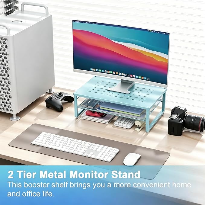 gianotter 2-Tier Metal Monitor Stand Riser, Desk Organizer