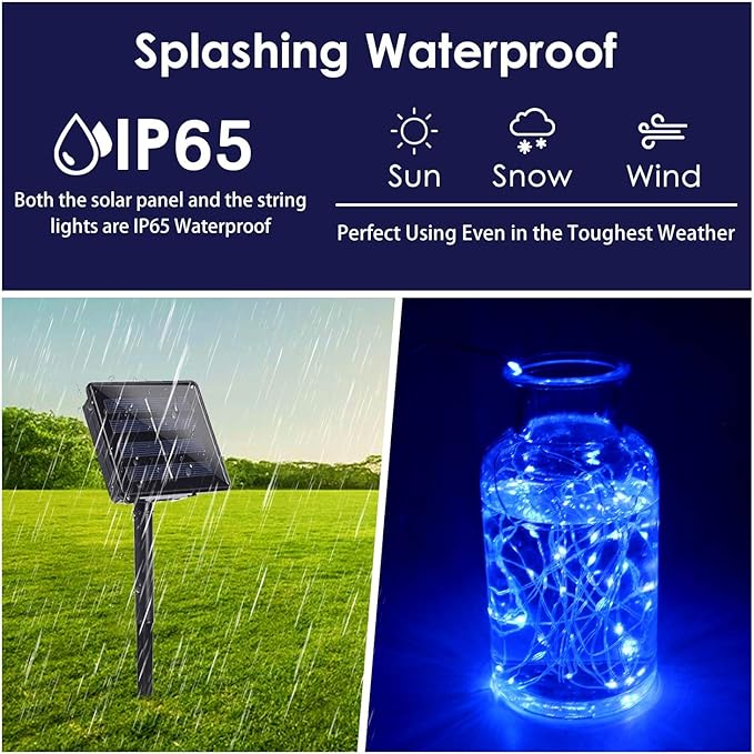 Solar String Lights Outdoor, 2-Pack 144FT 400 LED Solar Twinkle Lights for Outside Waterproof, Copper Wire 8 Lighting Modes Fairy Light for Garden Tree Party Birthday Xmas Patio Decor (Blue)