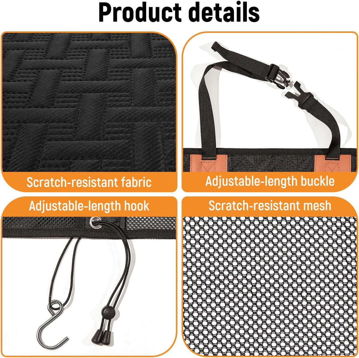 Dog Car Barrier,Dog Net for Car Divider,Pet Barrier with Mesh Organizer,Universal for Car,SUV,Truck