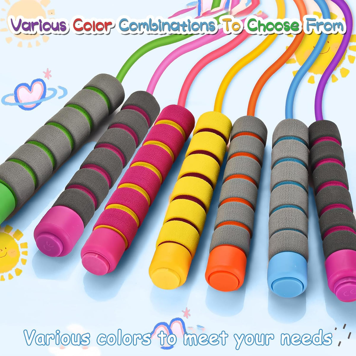 Skiennix Adjustable Jump Rope for Kids | Soft Foam Handles for Comfortable Skipping - Perfect for Outdoor Fitness