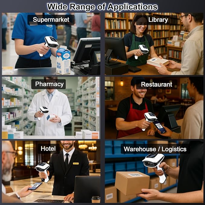 KUIIYER 1D QR 2D Barcode Scanner, Handheld Barcode Reader