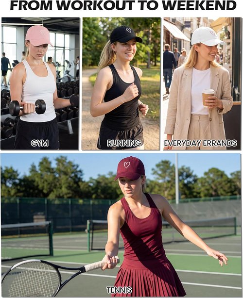 American Trends Women's Baseball Cap - Cute Heart Design, Adjustable Cotton Hat for Everyday Wear