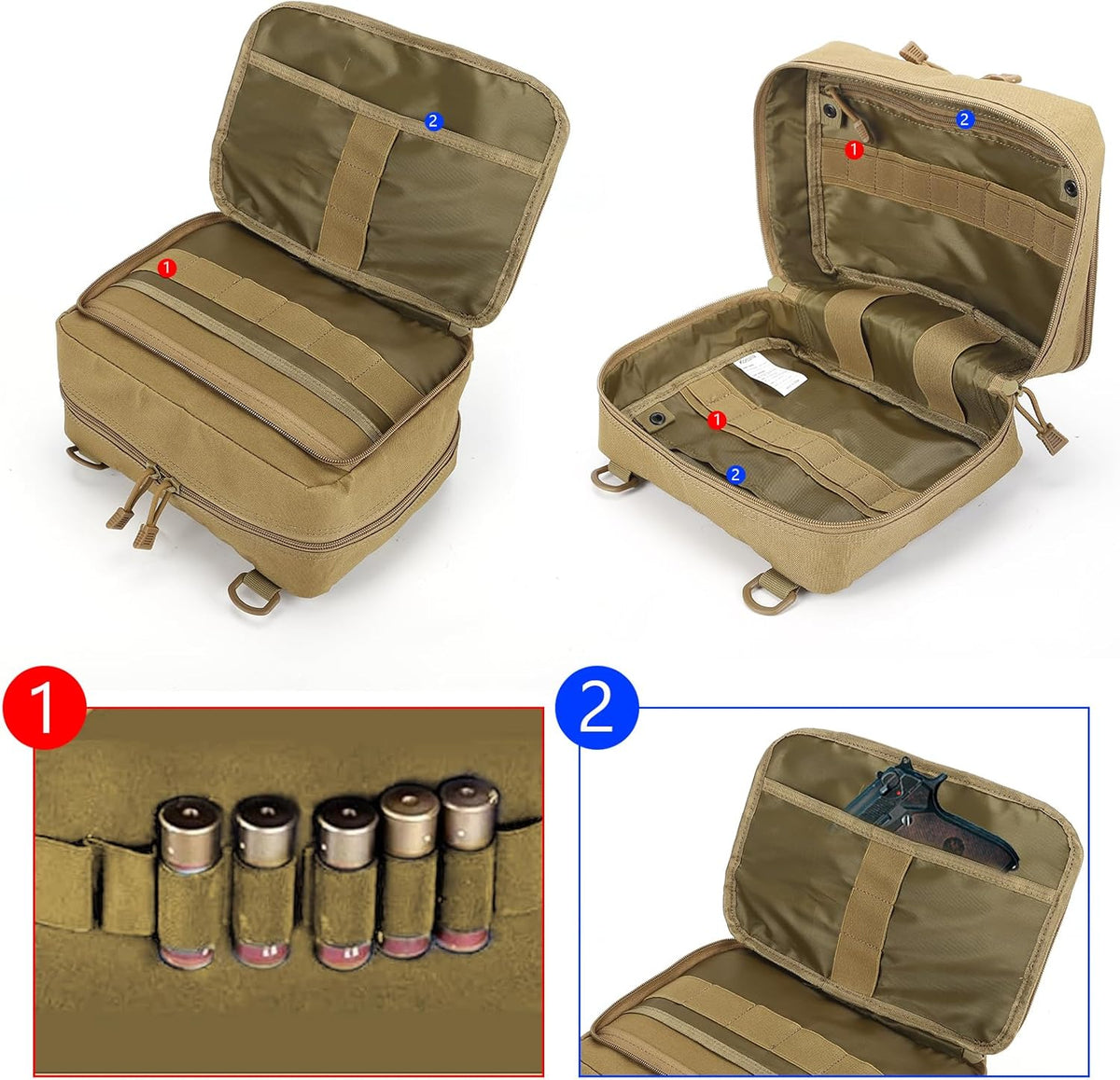 Skiennix Tactical Pouch - Large EDC Gear Organizer with MOLLE System & Expandable Medical Pocket