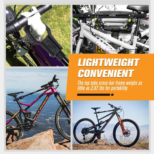 MOBI OUTDOOR Bike Bar Adapter for Bike Rack, Bike Cross Bar for Bike and Ebike- 70 LBS Wight Capacity, Adjustable Iron Steel Adaptor with Rubber Hooks