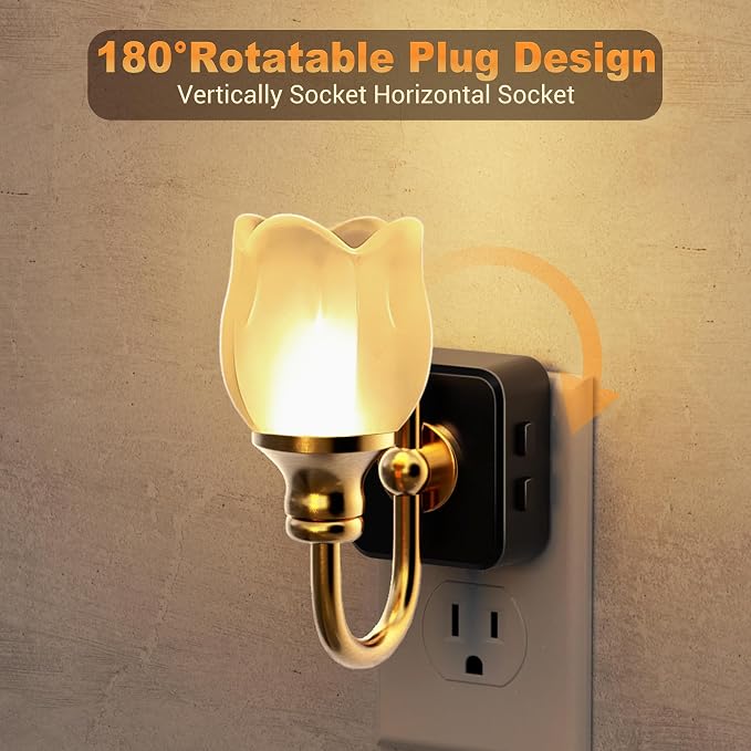 JandCase Night Light, Night Lights Plug into Wall, Glass Tulip LED Nightlight