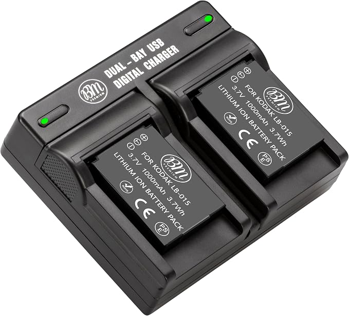 BM Premium 2 Pack of LB-015 Batteries and Dual Bay Battery Charger