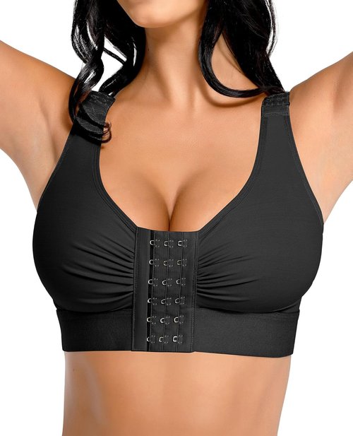 FeelinGirl Post Surgery Compression Bra - Women's Wirefree Front Closure with Adjustable Straps
