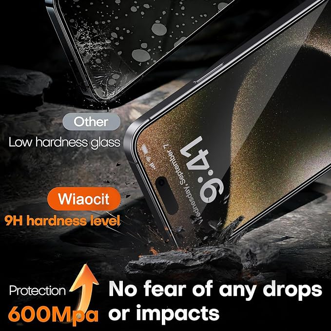 Wiaocit 3 Pack Tempered Glass Privacy Screen Protector