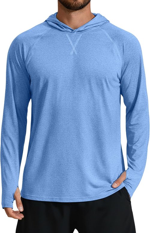 COOFANDY Men's Fishing Shirt - Lightweight Quick-Dry UPF 50+ UV Protection Hoodie | Long Sleeve Rash Guard