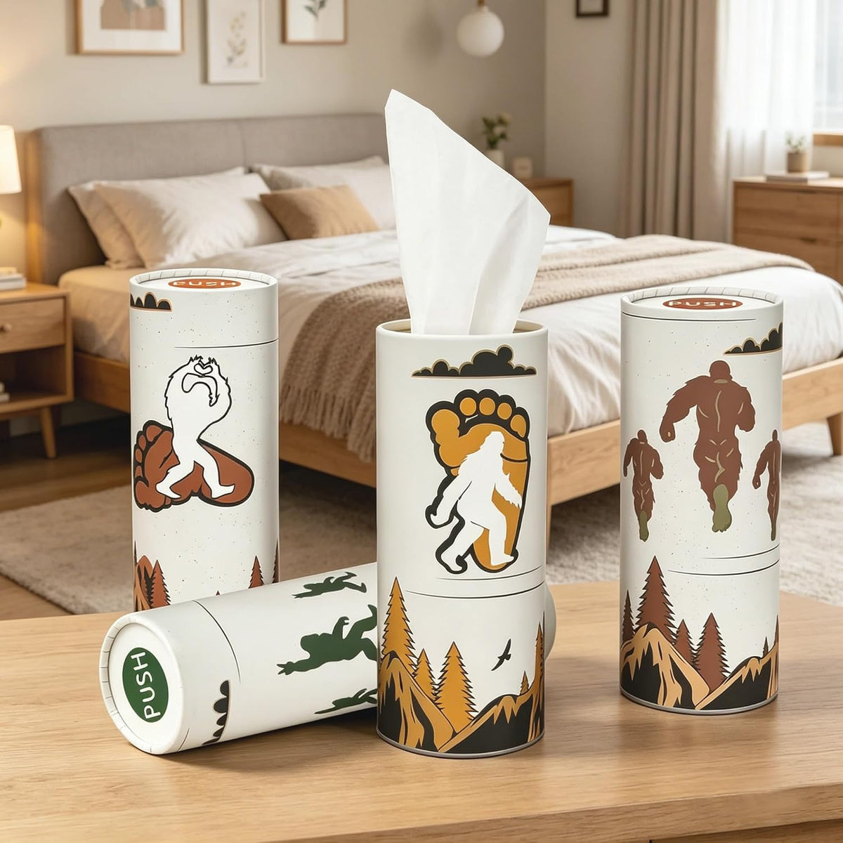 Car Tissue Holder 4 Pack, Bigfoot Tissue Box Cylinder for Car Cup Holder