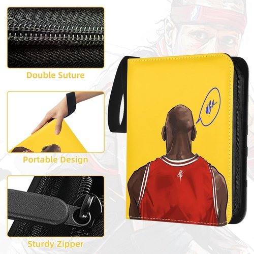 Basketball Sports Card Binder - Portable 4-Pocket Zipper Holder | Waterproof Album for 400 Cards with 50 Removable Sleeves
