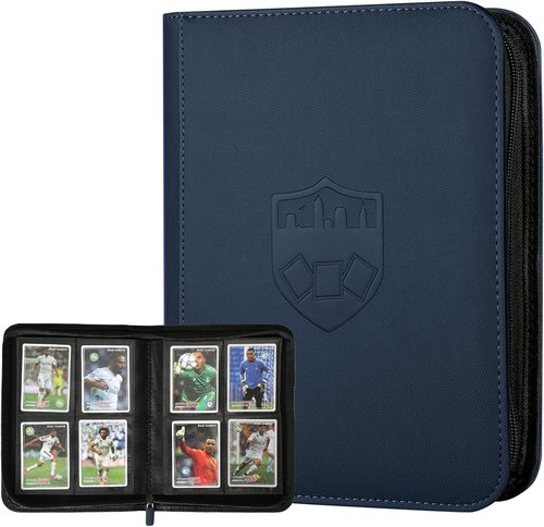 GERMUN Trading Card Binder - Premium 4 Pocket Card Holder for 160 Cards | Double-Sided Album in Blue