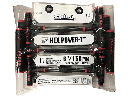 Eklind Tool 60611 Power-T Handle Hex Key allen wrench - 11pc set SAE Inch Sizes 5/64-3/8 6in series