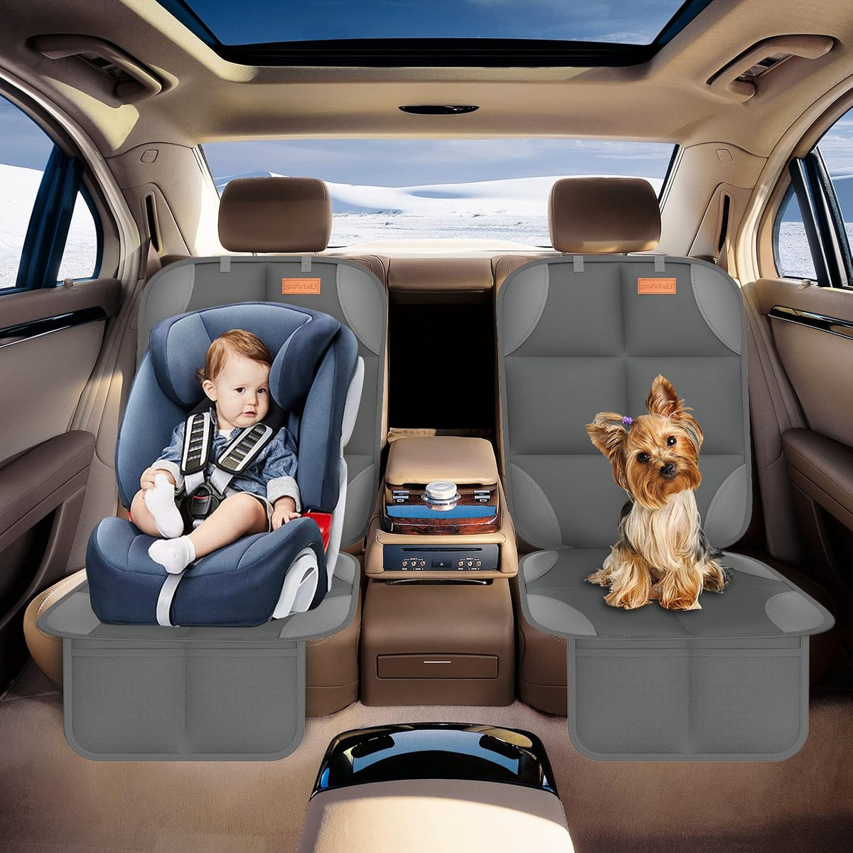 SMART ELF 2 Pack in Gift Box Car Seat Protector (Dark Gray)