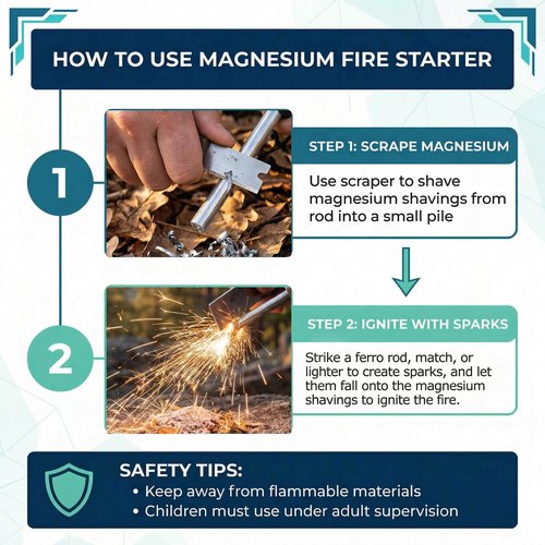 10-Pack 99% Pure Magnesium Fire Starter Rods (3.5x0.63 Inch) Compatible with Camping Survival & Outdoor Emergencies