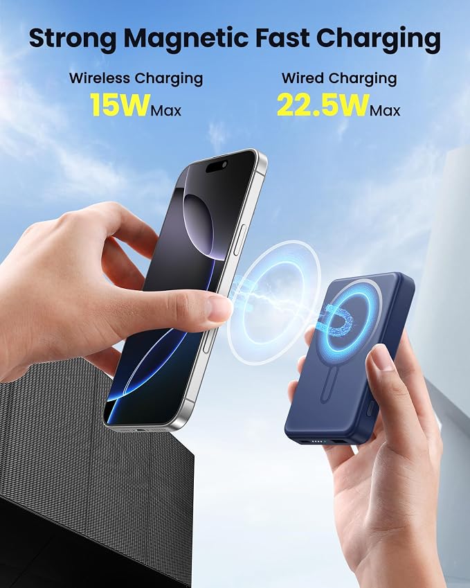 for Magsafe Battery Pack 12000mAh Magnetic Power Bank Portable Charger 20W USB C Fast Charging Wireless Charger for iPhone 17/16/15/14/13/12