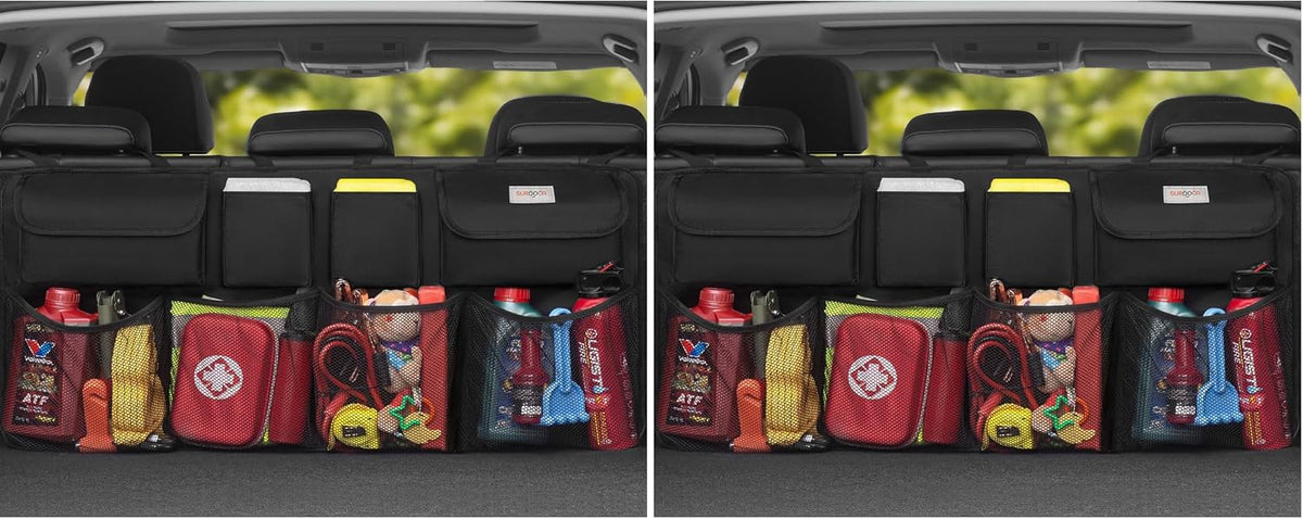 SURDOCA Car Trunk Organizer, LARGE CAPACITY Car Storage Bag with 8 Pockets, 7X Upgraded Trunk Storage Organizer for Car, SUV, Truck, MPV