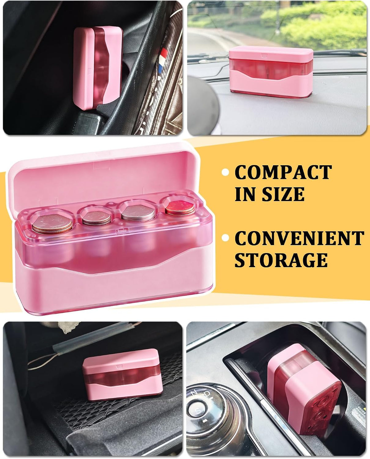 Larger Capacity Coin Holder for Car, Compact Portable Change Coin Organizer