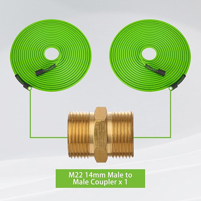 PWACCS Pressure Washer Hose for Power Washer – 3600 PSI Kink Resistant Pressure Washing Extension Hose 50 FT x 1/4" – Universal Electric Power Wash Hose for Replacement – Compatible with M22 Fittings