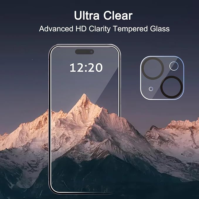 Ailun 3 Pack Screen Protector for iPhone 15 Plus + 3 Pack Camera Lens Protector