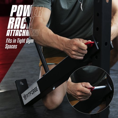 FitForge Belt Squat Attachment for Rack - Space Saving Power Rack Squat Stand Attachment - Power Cage Squat Rack Add On for Home Gym, Compatible with All Hole Plates, Fits 3x3 Racks (Belt Included)