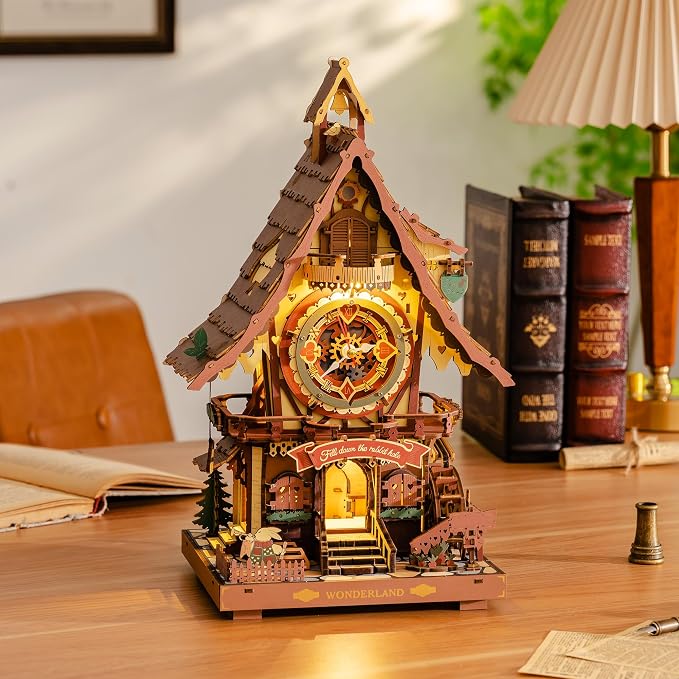 ROBOTIME 3D Wooden Puzzles for Adults-Cuckoo Clock Wooden Models for Adults to