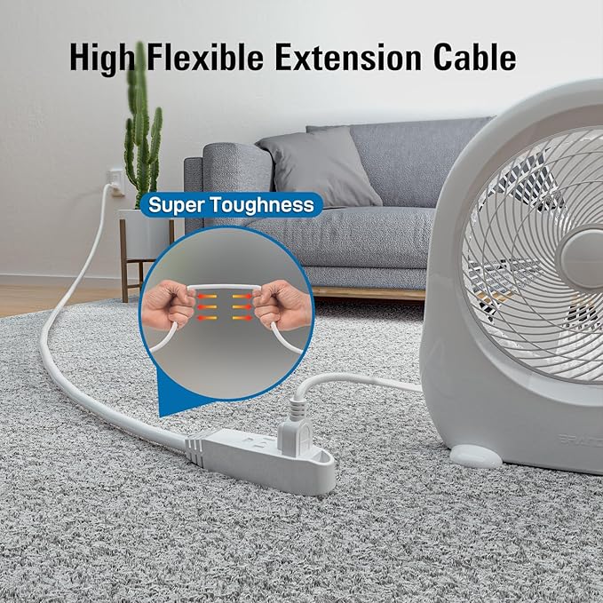 K KASONIC - 25-Feet 3 Outlet Extension Cord, UL Listed, 16/3 SJTW 3-Wire Grounded, 10 Amp 125 V 1625 Watts, Multi-Outlet Indoor/Outdoor Use, White