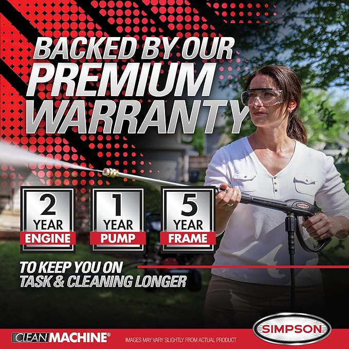 Simpson Cleaning 3200 PSI Gas Pressure Washer, 2.5 GPM Residential Power Washer with Soap Tank and Turbo Nozzle, 25' Hose, Clean Machine, 49-State (CM61456)