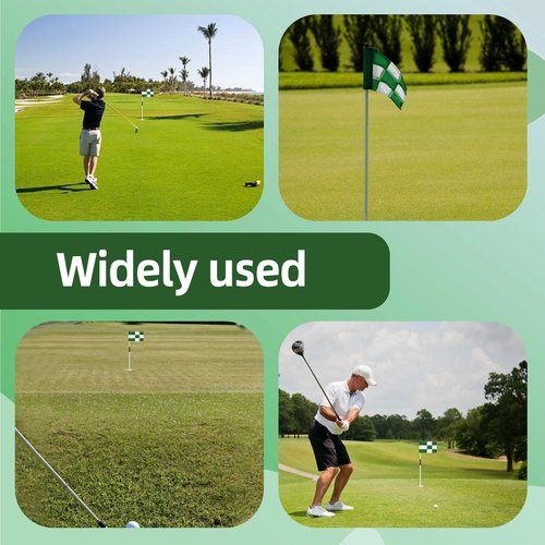 6 Pcs Checkered Golf Flags 8x6 Inch – 420D Nylon Portable Training Target Flag with Tube Inserted Mini Practice Putting Green for Garden Yard Indoor Outdoor（Green and White）