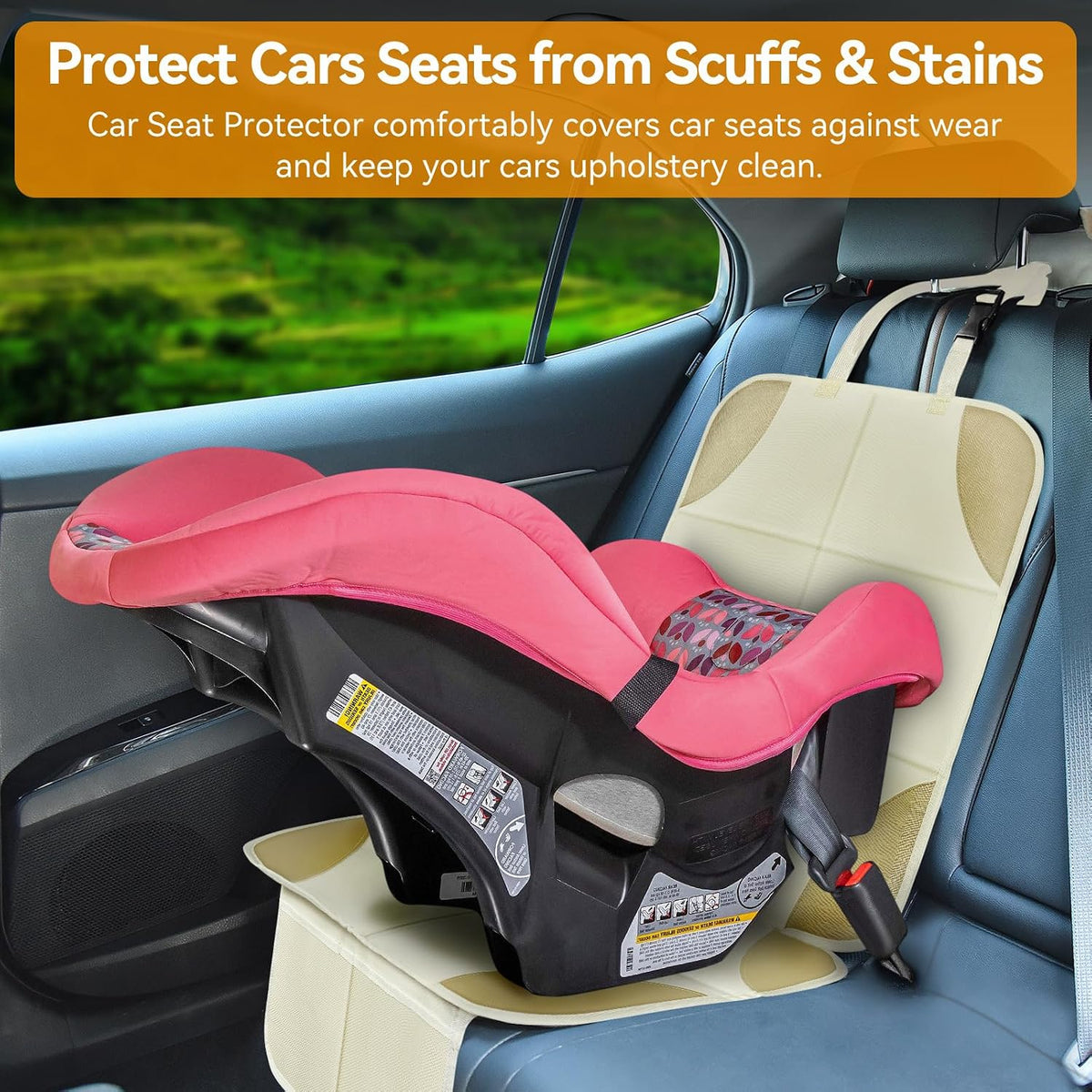 Musclez Car Seat Protectors Carseat Covers, Non-Slip Backing White, 2pcs