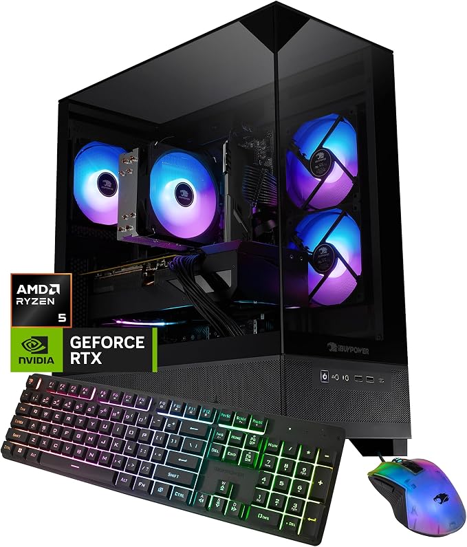 iBUYPOWER Element SE Gaming PC Desktop Computer AMD Ryzen 5 8400F CPU, NVIDIA GeForce RTX 3050 6GB GPU, 16GB DDR5 RAM, 1TB NVMe SSD, Windows 11 Home, Gamer Keyboard and Mouse - ESA5N3501
