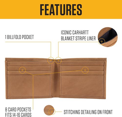 Carhartt Men's Casual Saddle Leather Wallet - Stylish, Durable Design | Multiple Colors Available