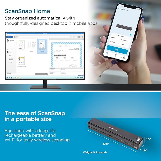 ScanSnap iX100 Wireless Mobile Portable Scanner