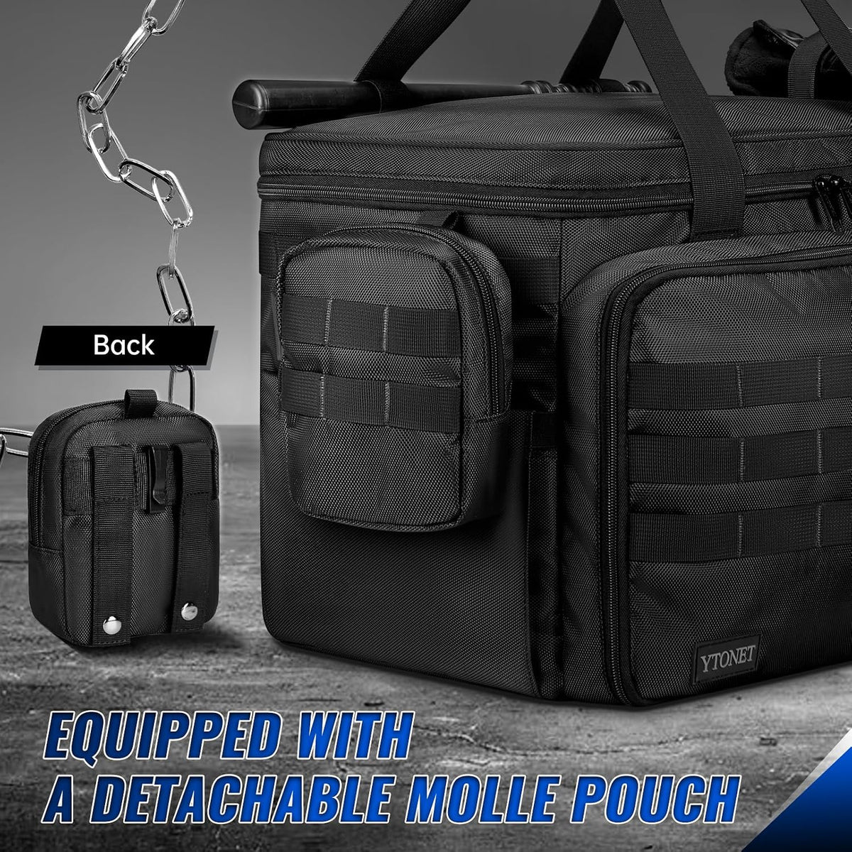 Patrol Bag Law Enforcement, Extra Large Police Gear Bag for Car Front Seat Organizer with a MOLLE Pouch & 15.6In Laptop Layer, Multiple Compartments Police Duty Bags Fit Passenger Seat, Pure Black