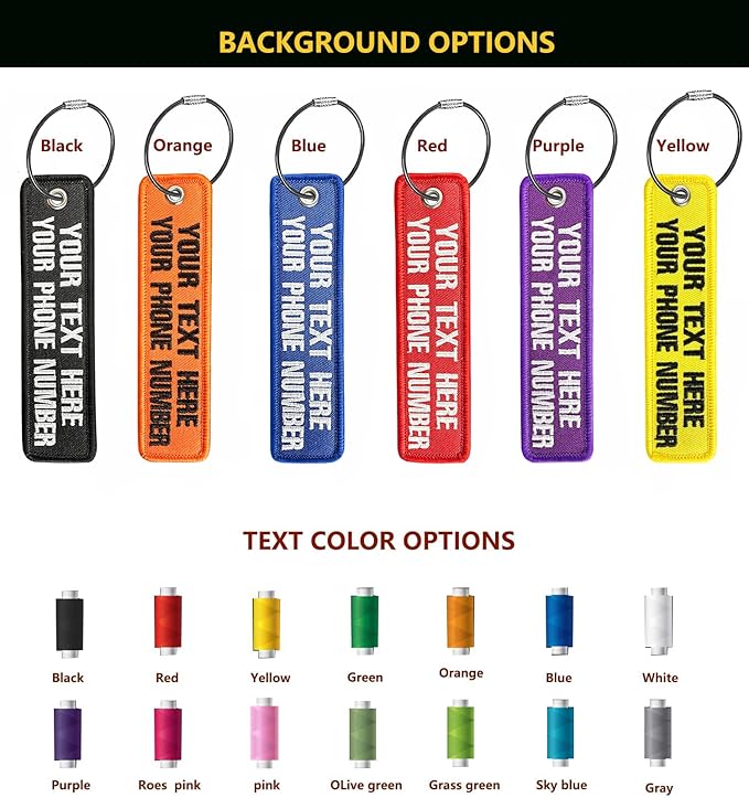 Personalized Luggage Tags, Customize Your Text, Double-Sided Embroidery, Key Tag Travel Luggage Labels for Suitcases Backpacks Handbag