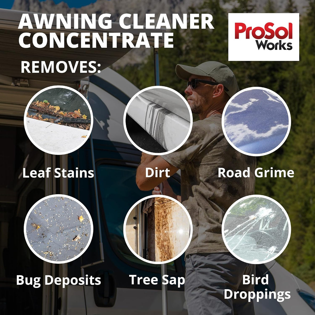 Bug Splat N' All Awning Cleaner 32 fl oz - Boat, Patio, Trailer & RV Awning Cleaner for Bug Splatter, Dirt, Grime & Stain Remover - Awning Fabric Cleaner & Rust Remover - Safe on All Surfaces