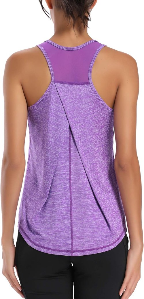 Aeuui Women's Racerback Tank Tops - Breathable Mesh Yoga Shirts for Athletic Workouts | Sleeveless Gym Wear