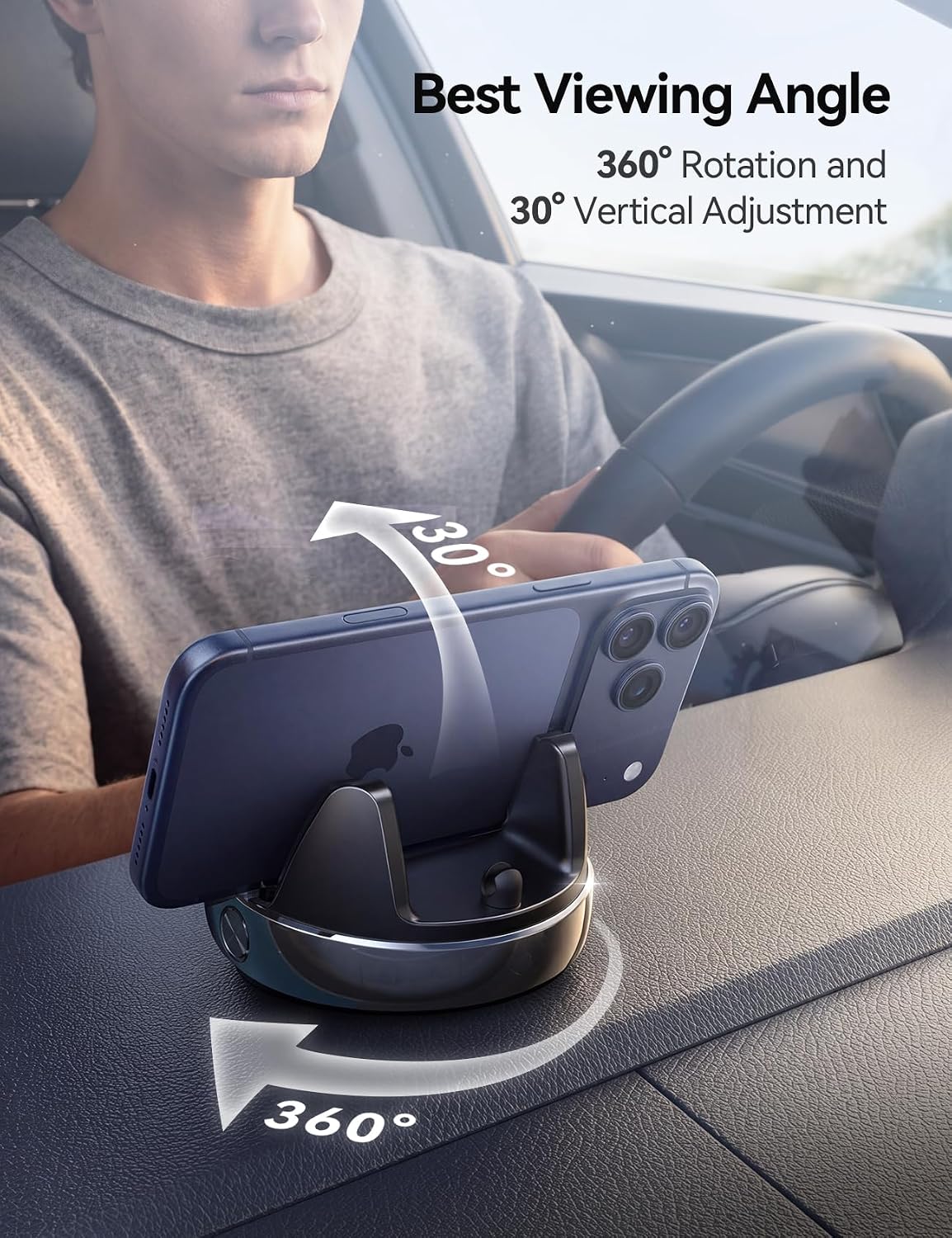 Car Phone Holder, 360° Adjustable & Avoid Sun Glare Dashboard Phone Holder