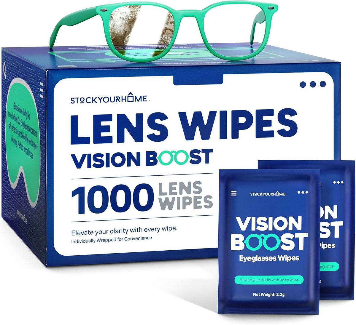 Stock Your Home Lens Wipes for Eyeglasses, 1000 Count – Pre-Moistened Individually Wrapped Glasses Cleaning Wipes, Streak-Free Multi-Surface Lens Cleaner
