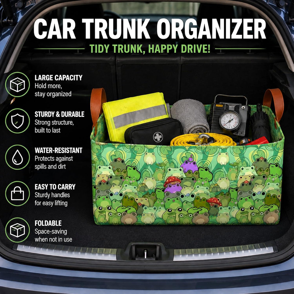 Butterfly Car Trunk Organizer 20L Fold Auto Storage Basket with Handles