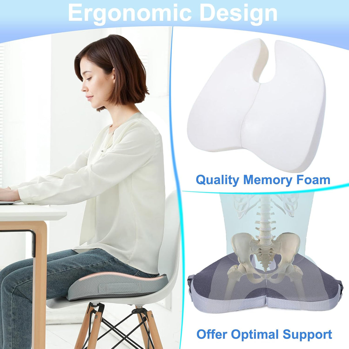 Travel Seat Cushion For Airplane, Small Foldable Hemorrhoid Pillow | Compact Airplane Seat Cushion For Long Flights, Travel Essentials For Comfort, Seat Cushion For Sciatica Pain Relief