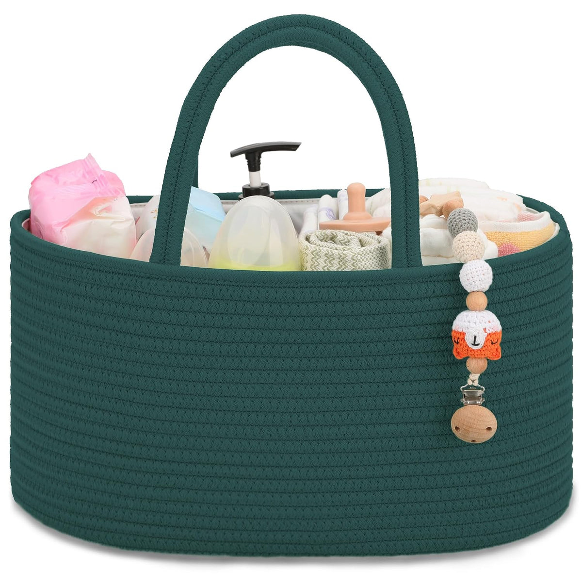 COMSE Baby Diaper Caddy Organizer, Car Caddy, Diaper Change Organizer, Gift Baskets Empty, Portable Tote Bag with Divider, Baby Shower Gifts Newborn Essentials Registry Must Have, Dark Green