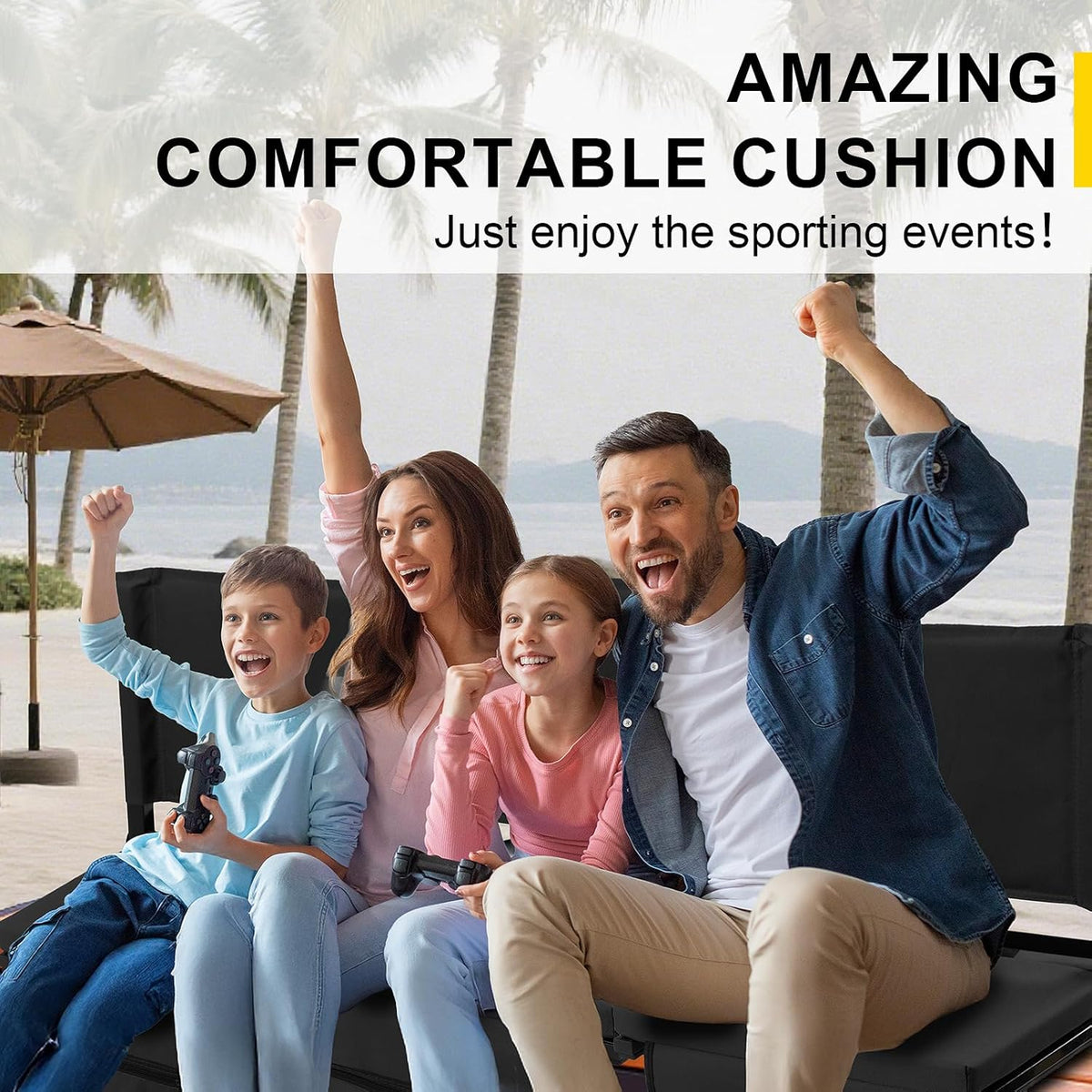 Skiennix Stadium Seats - Comfortable Folding Bleacher Chairs with Back Support & Cushion | 3 Mesh Pockets