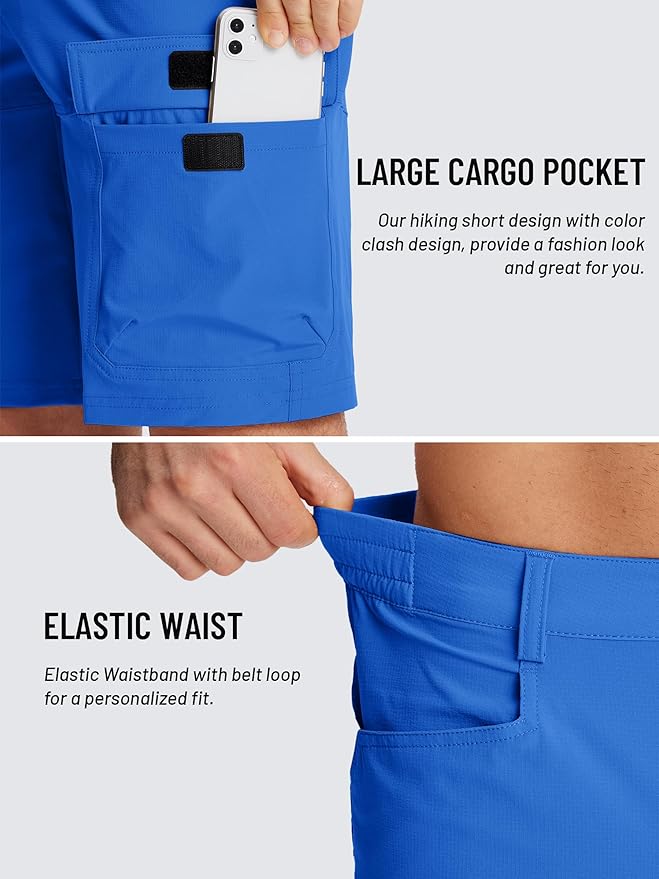 TACVASEN Men's Summer Outdoor Shorts Quick Dry Cargo Casual Work Hiking Shorts (NO Belt)
