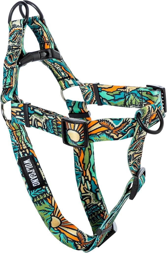 Wolfgang Heavy Duty Adjustable Dog Harness, Pull-Tested for Walking & Training, WildWolf Print, Small