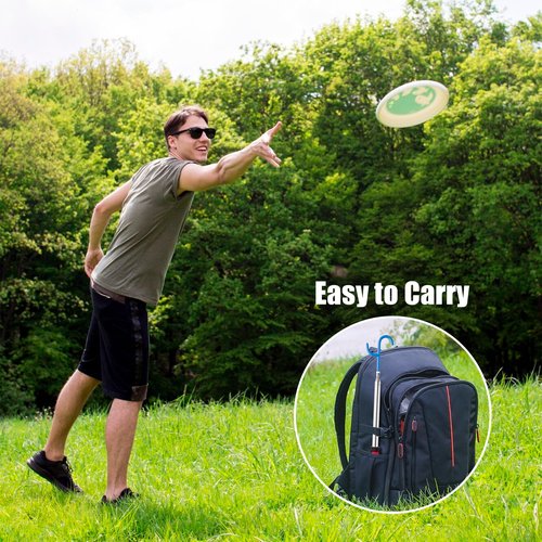 ARefugen Disc Golf Retriever Pole with Hook - 10 Ft Extendable Disc Golf Pole Durable Stainless Steel Frame Accessories to Retrieve Grabber Tool in Water, Trees, Bushes